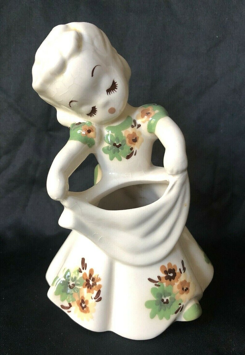 Vintage DeLee Art Pottery Girl Maria Ceramic Figurine Planter Etsy