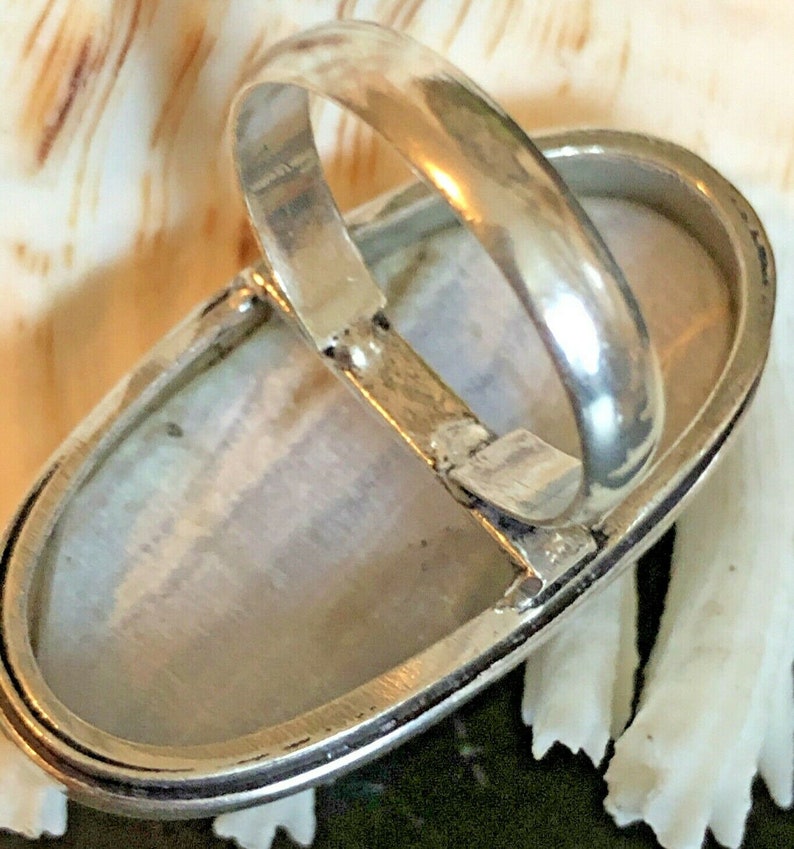 LARGE 1 58 Blue Lace Agate Statement Ring Oval .925 Sterling Silver Size 9 14