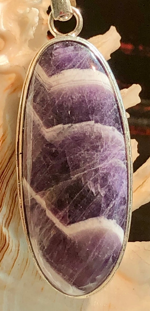 LARGE 2 3/8" Natural Amethyst Gemstone Pendant Ov… - image 3