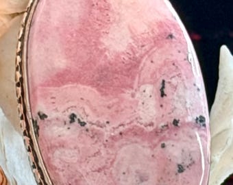 Large 2" Natural Cobalt Calcite Pink Pendant Oval .925 Sterling Silver