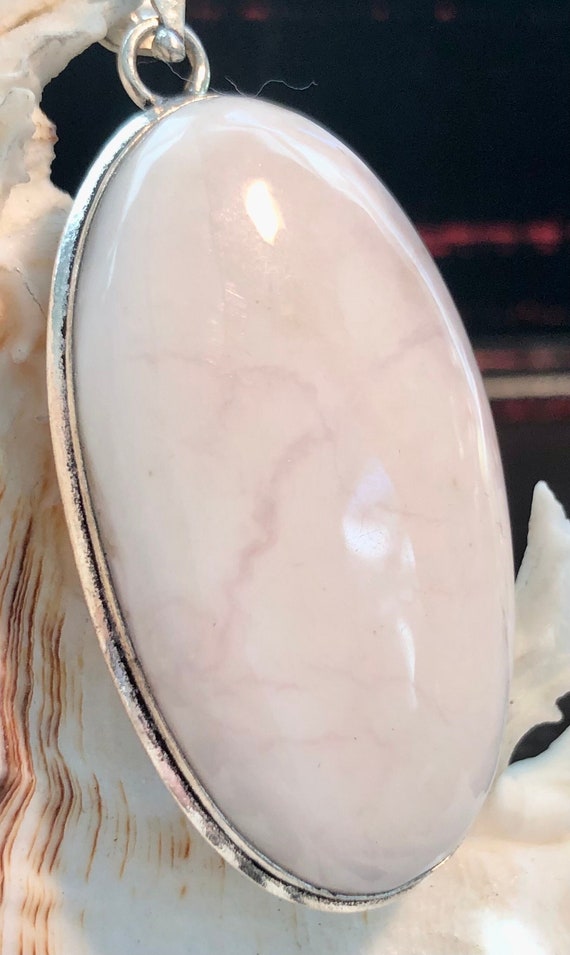 LARGE 2 3/8" Natural Pink Peruvian Opal Pendant O… - image 1