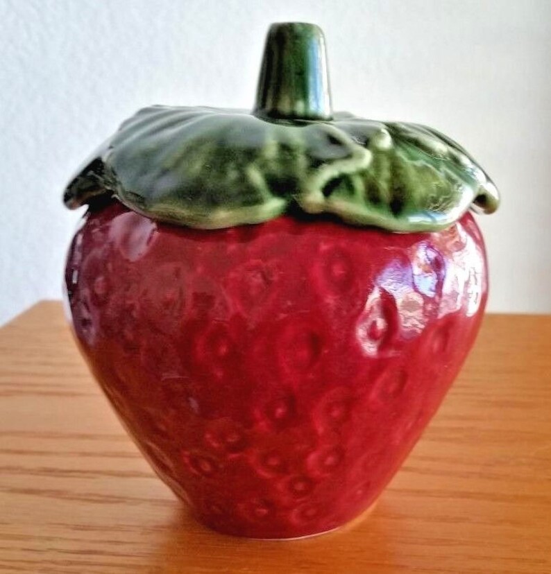 Vintage Ceramic Strawberry Jam Jar Red Strawberry Shape with Etsy