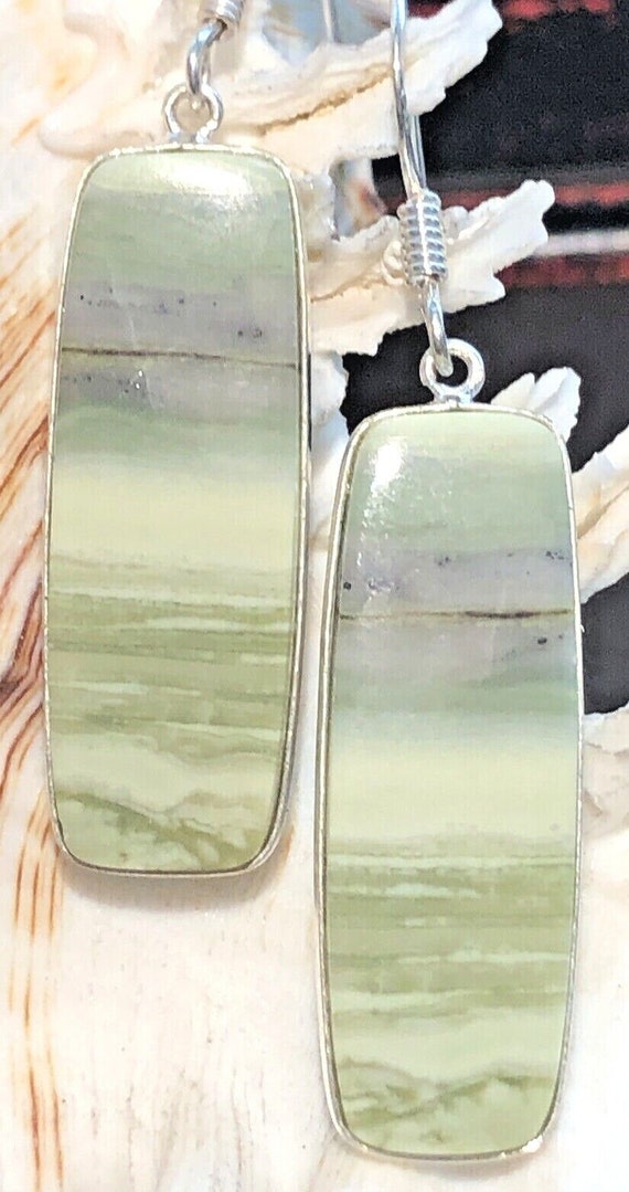Natural Larsonite Earrings Rectangle Dangle Drop … - image 2
