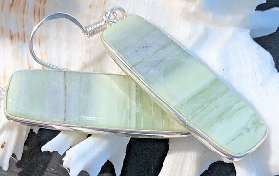 Natural Larsonite Earrings Rectangle Dangle Drop … - image 4
