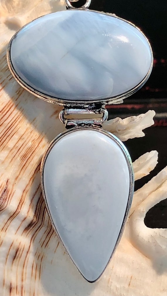 HUGE 3" Natural Oregon Owyhee Blue Opal Pendant Tw