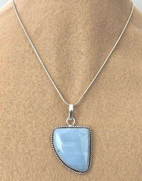 LARGE 2" Natural Oregon Owyhee Blue Opal Pendant … - image 2