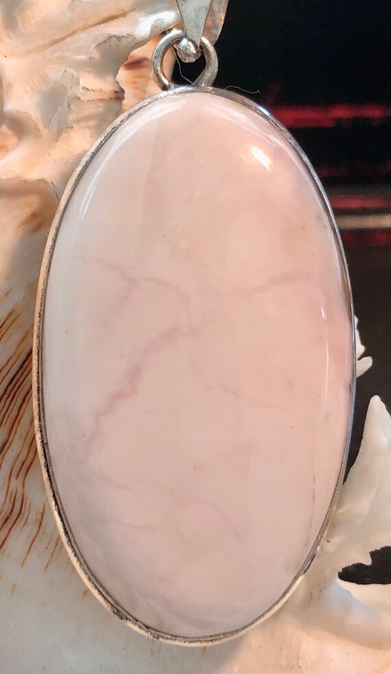 LARGE 2 3/8" Natural Pink Peruvian Opal Pendant O… - image 3