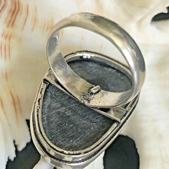 Large 1 1/8" Australian Abalone Shell Ring Pear .… - image 8