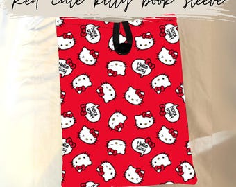 Red cute kitty Sanrio book sleeve cover padded accessory for purse or backpack