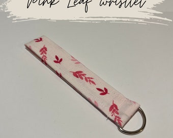 Pink leaf wristlet keychain