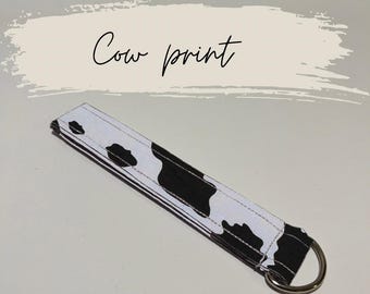 Cow print wristlet keychain gift car keys holder backpack accessory