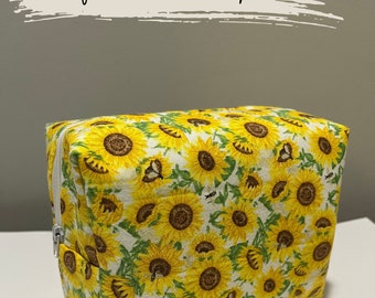 Sunflower box pouch pencil case makeup bag toiletry bag
