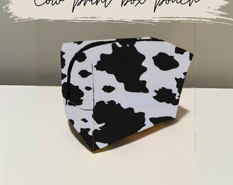Cow print box pouch pencil case makeup bag toiletry bag