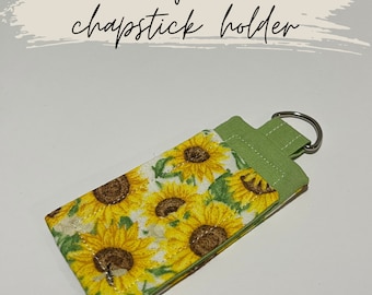Sunflower spring summer chapstick holder for purse book bag and lanyard