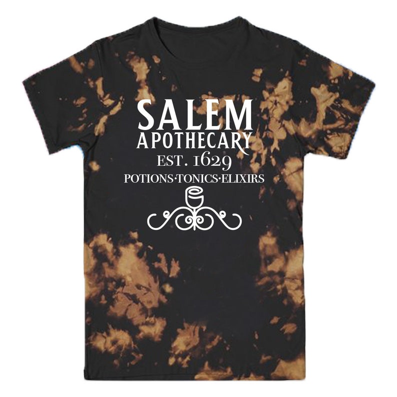 Bleach Dye Halloween Shirt Salem Apothecary Cute Bleached Etsy