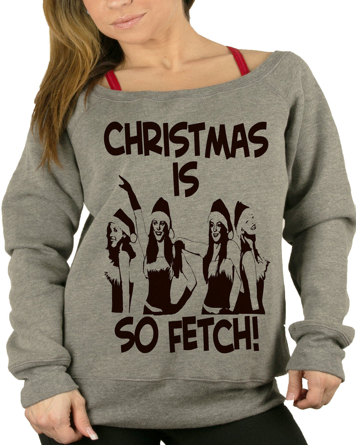 christmas is so fetch mean girls womens off shoulder sweater mean girls sweater - Girls Christmas Sweater christmas is so fetch mean girls womens off shoulder sweater mean girls sweater - Girls Christmas Sweater