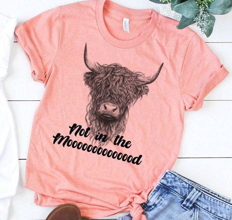 Womens Not in the Mood Cute Cow Long Haired Cow Highland | Etsy