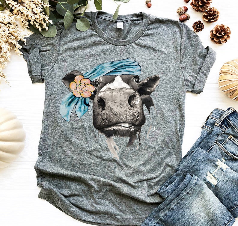 Funny Graphic Tees Women Animal Cow T Shirt Womens Clothing Etsy