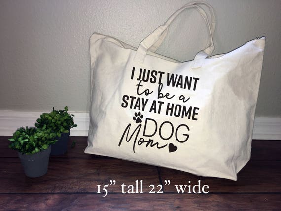 I Just Want To Be A Stay At Home Dog Mom Canvas Shoulder Bag Tote Bag For Women Black