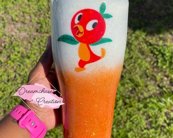 Orange Bird Glitter Tumbler