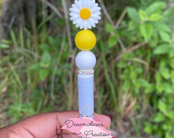 Sunflower Beaded Pen, Glitter Pen, Bead Pen, Office Gift