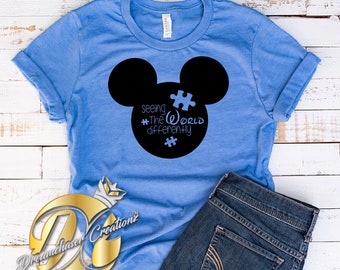 Seeing The World Differently Autism Shirt, Autism Tshirt, Autism Awareness, Autism Tee, Autism Mickey Head