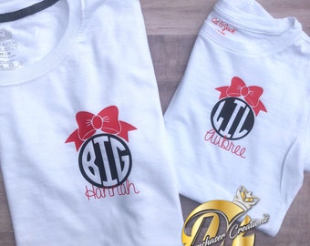 Big and Lil Monogram Shirt Set, Cheer gifts, Big sister, Little sister, Big and Little Set, Sorority Shirts