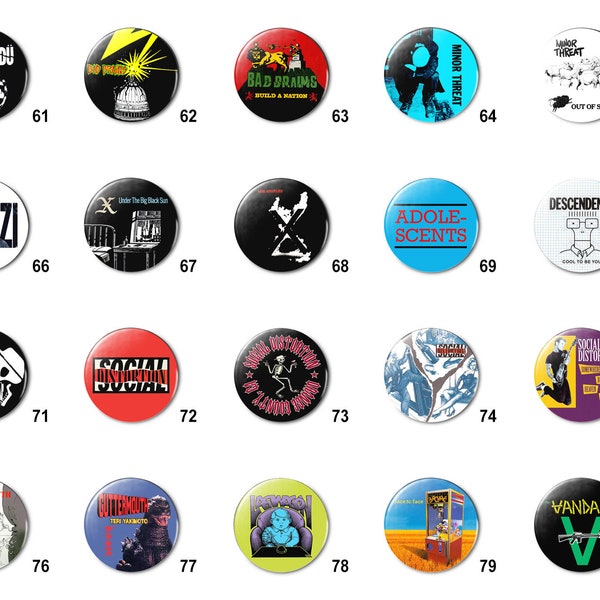 Punk Rock Hardcore (D) Pins Buttons (1.25 inch / 32mm)