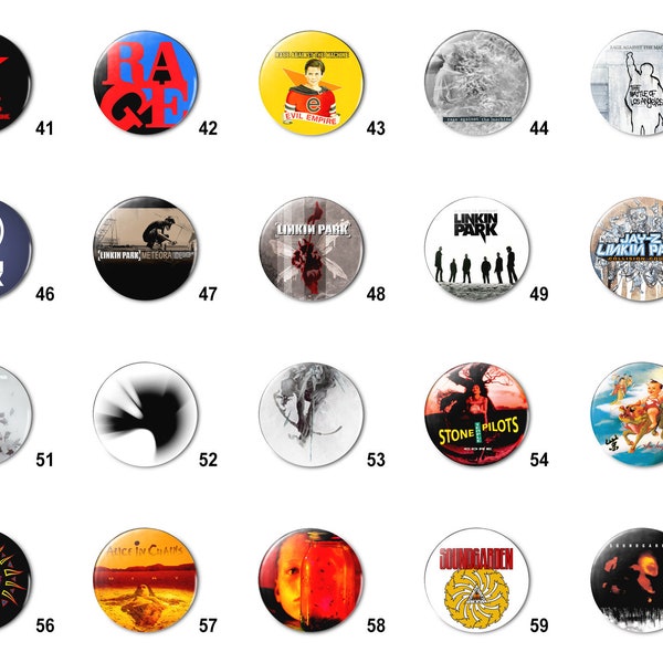 90's - 2K Indie Alt Rock (C) Pins Buttons (1.25 inch / 32mm)