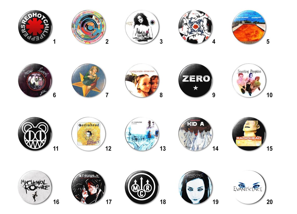 90's - 2K Indie Alt Rock (R) Pins Buttons (1.25 Inch / 32mm) - Etsy