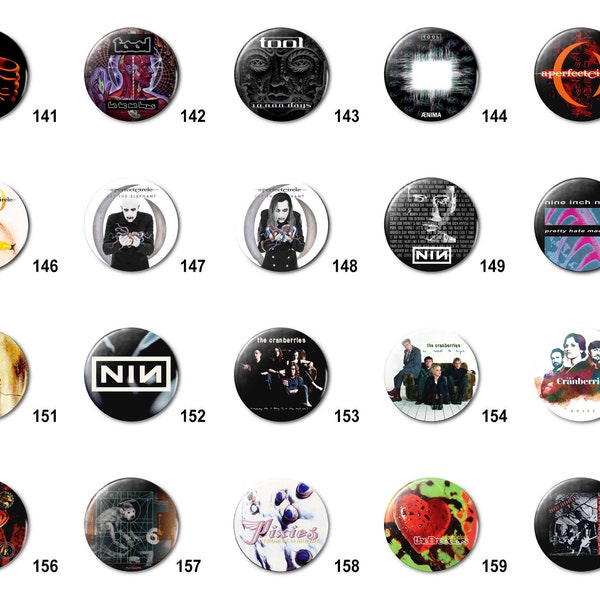 90's - 2K Indie Alt Rock (H) Pins Buttons (1.25 inch / 32mm)