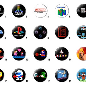 Video Game Pins Buttons Badge (A) (1.25 inch / 32mm)