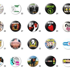 90&#39;s - 2K Indie Alt Rock (B) Pins Buttons (1.25 inch / 32mm)