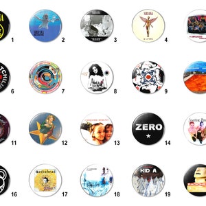 90's - 2K Indie Alt Rock (A) Pins Buttons (1.25 inch / 32mm)