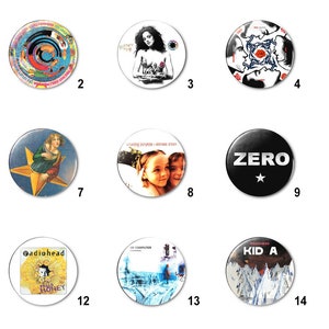 90&#39;s - 2K Indie Alt Rock (R) Pins Buttons (1.25 inch / 32mm)
