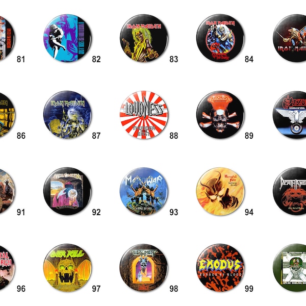 Heavy Metal / Hard Rock (E) Pins Buttons (1.25 inch / 32mm)