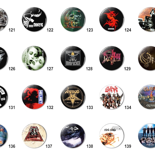 Heavy Metal / Hard Rock (G) Pins Buttons (1.25 inch / 32mm)