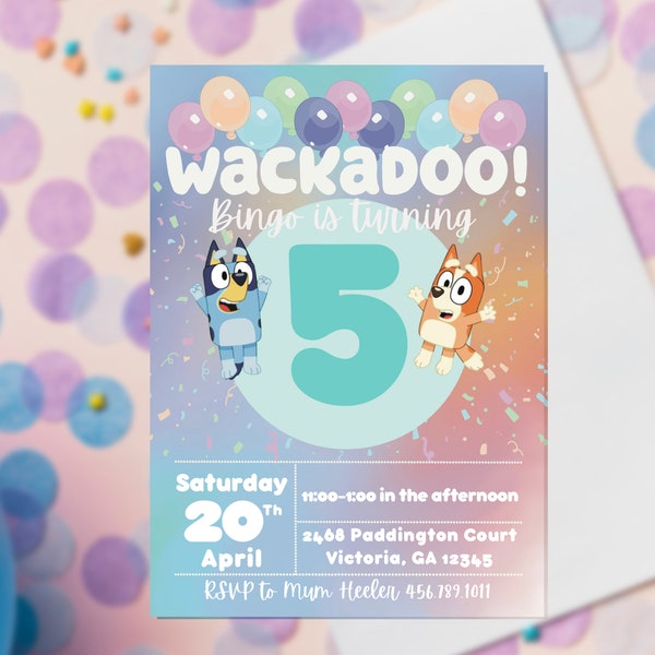 Blue Dog Birthday Party Invitation