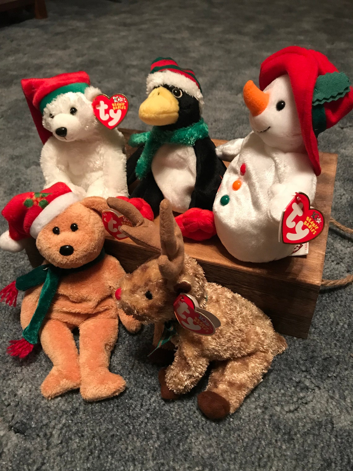 Group of Five Christmas Ty Beanie Babies Etsy