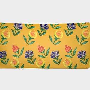 Mustard Yellow Wildflower Pencil Case