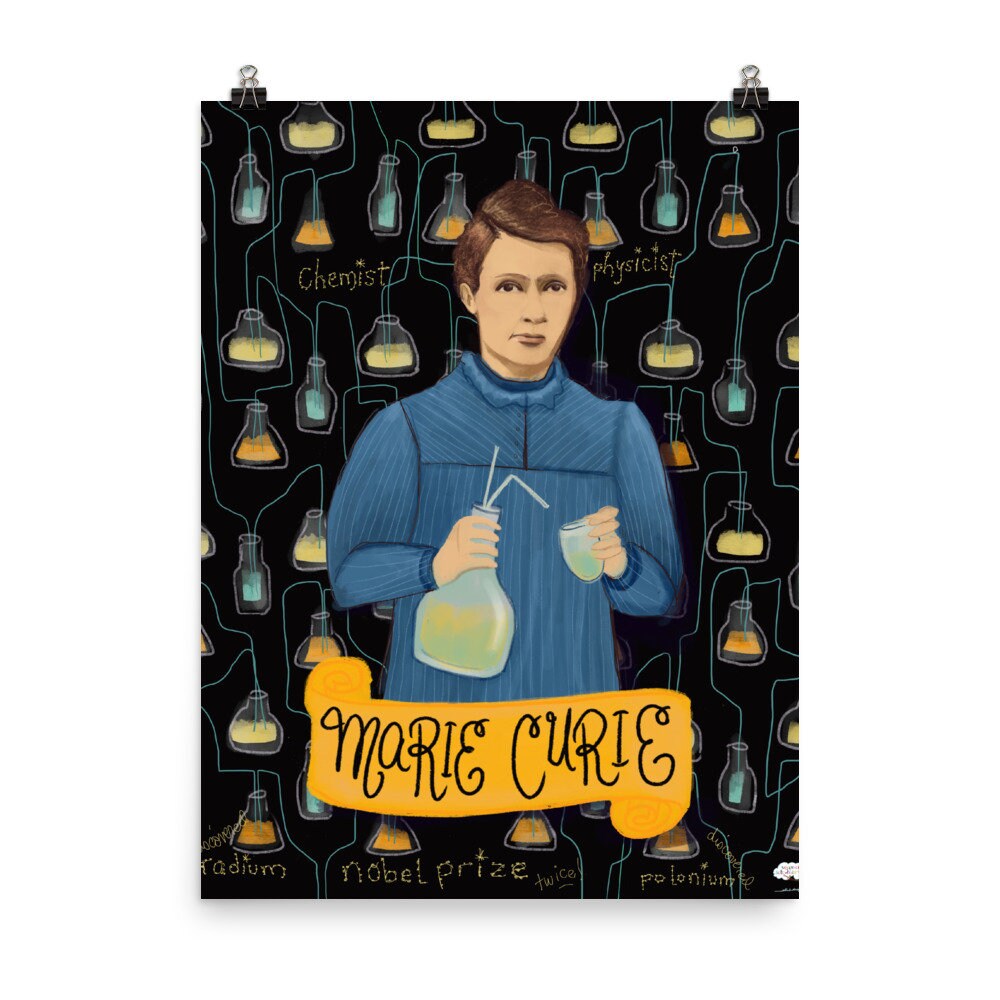 Female Girl Scientist Marie Curie Poster Etsy