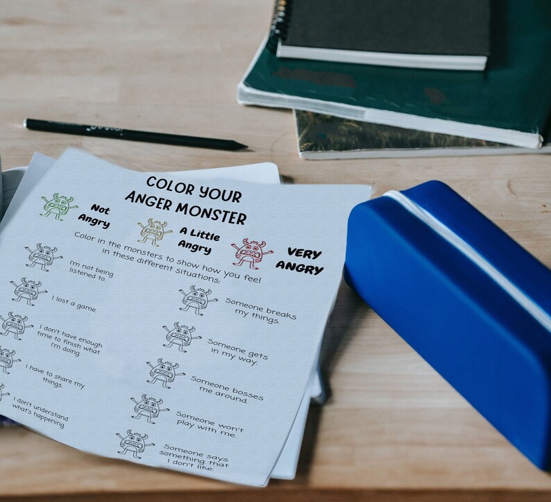 Triangle Head Angry Monster Anger Management Worksheet, Emotional ...