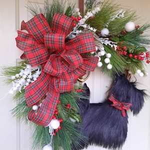 Scottie wreath, winter wreath, Holiday wreath, Scottish Terrier, Scottie christmas wreath, dog wreath, Dog memorial, Pet lovers decor