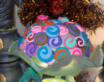 Coraline taffy bowl large  candy dish movie decor with sewing stone and lights