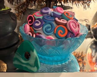 Coraline taffy bowl  candy dish movie decor with sewing stone and lights