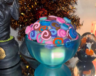 Coraline taffy bowl large  candy dish movie decor with sewing stone and lights