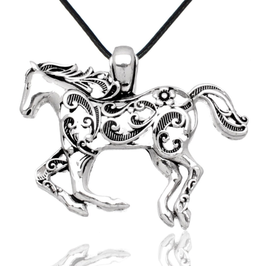 BESHEEK Filigree Cutout Horse Pendant Necklace Pendant Etsy