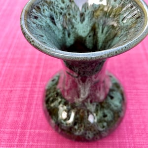 Vintage green drip glaze Fosters Pottery ceramic vase