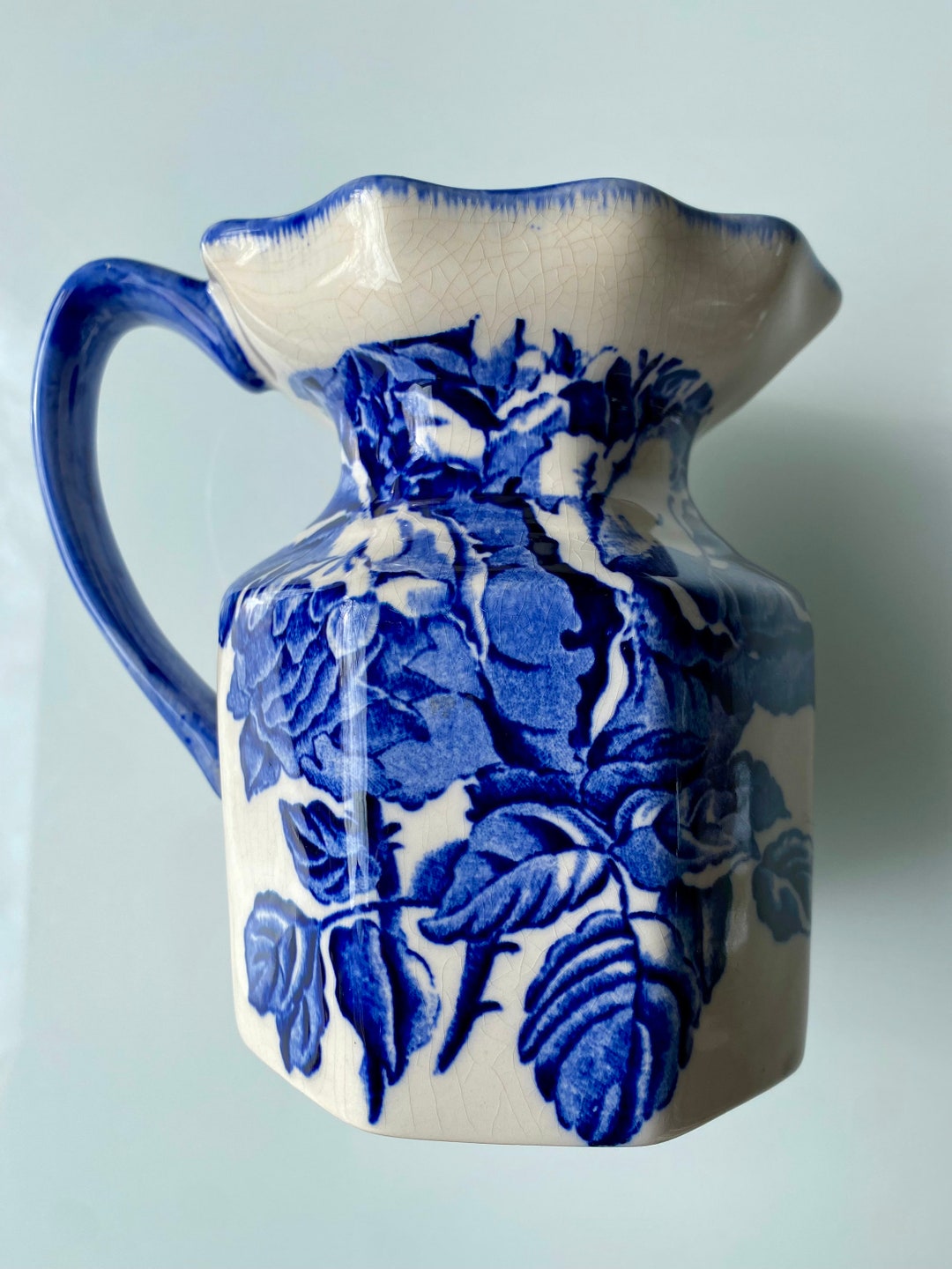 Blue and White Floral Jug in 'blakeney' Staffordshire Ironstone Etsy