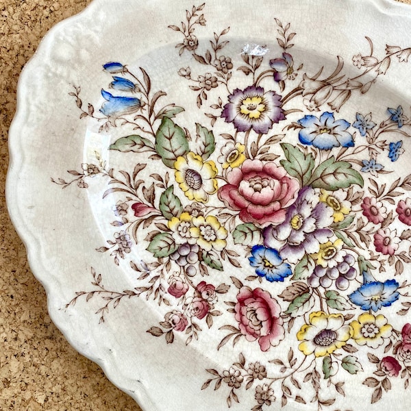 Vintage floral serving platter in Wilmslow Ducal design